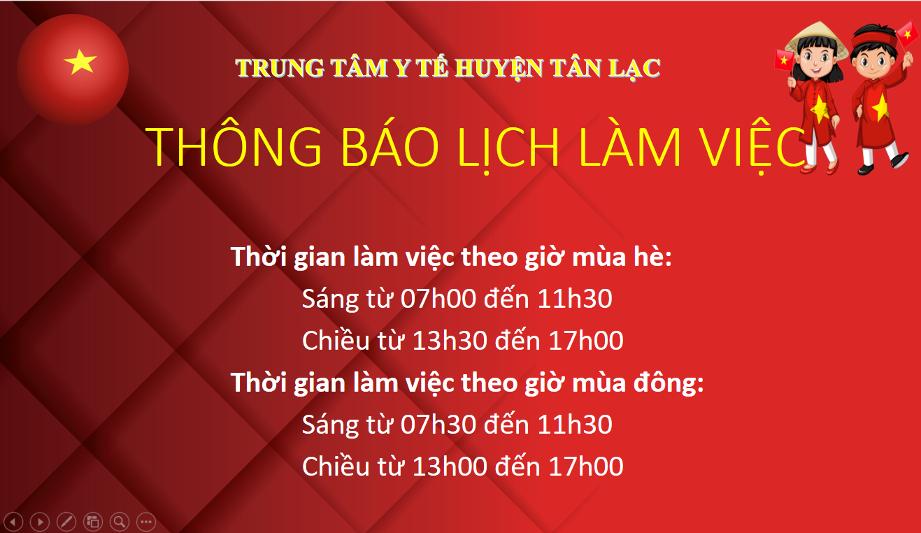 THÔNG BÁO LỊCH LÀM VIỆC