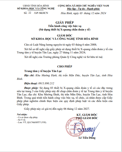 Giấy phép tiến hành công việc bức xạ