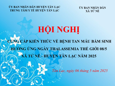 HỘI NGHỊ TRUYỀN THÔNG PHÒNG, ĐIỀU TRỊ BỆNH TAN MÁU BẨM SINH NĂM 2025